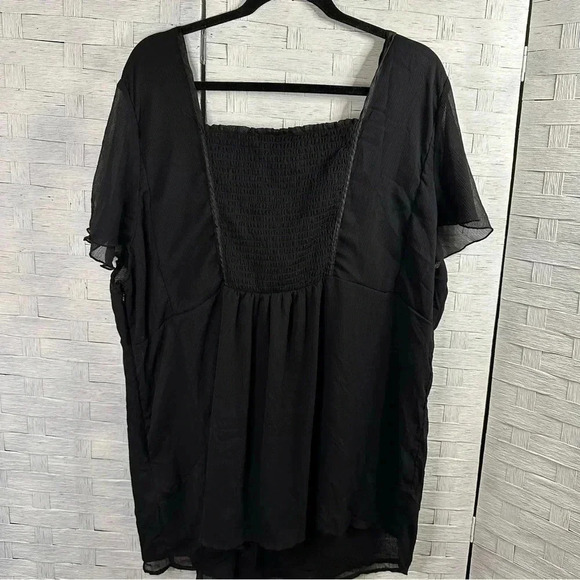 LANE BRYANT Semi Sheer Smocked Back Flutter Sleeve Blouse Feminine Plus Size - Picture 2 of 7